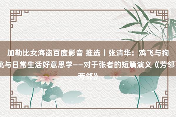 加勒比女海盗百度影音 推选丨张清华：鸡飞与狗跳与日常生活好意思学——对于张者的短篇演义《芳邻》