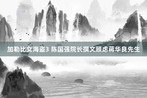 加勒比女海盗3 陈国强院长撰文顾虑蒋华良先生