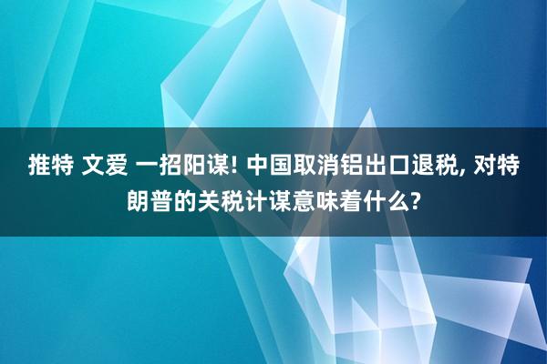 推特 文爱 一招阳谋! 中国取消铝出口退税， 对特朗普的关税计谋意味着什么?
