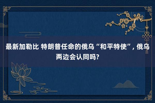 最新加勒比 特朗普任命的俄乌“和平特使”， 俄乌两边会认同吗?